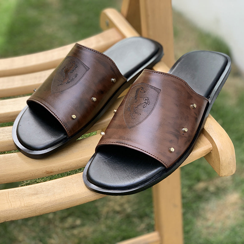 Degora Slides Handmade leather Brown 2052