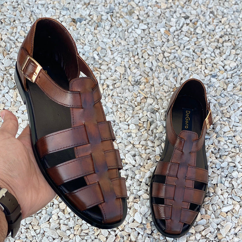 Degora Sandals Handmade leather Brown 230