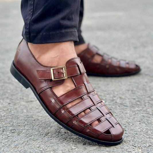 Brown leather sandals