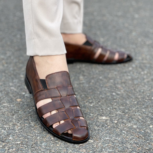 Handmade brown sandals for men 