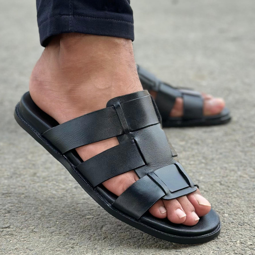 Ranord Black Slippers for Men