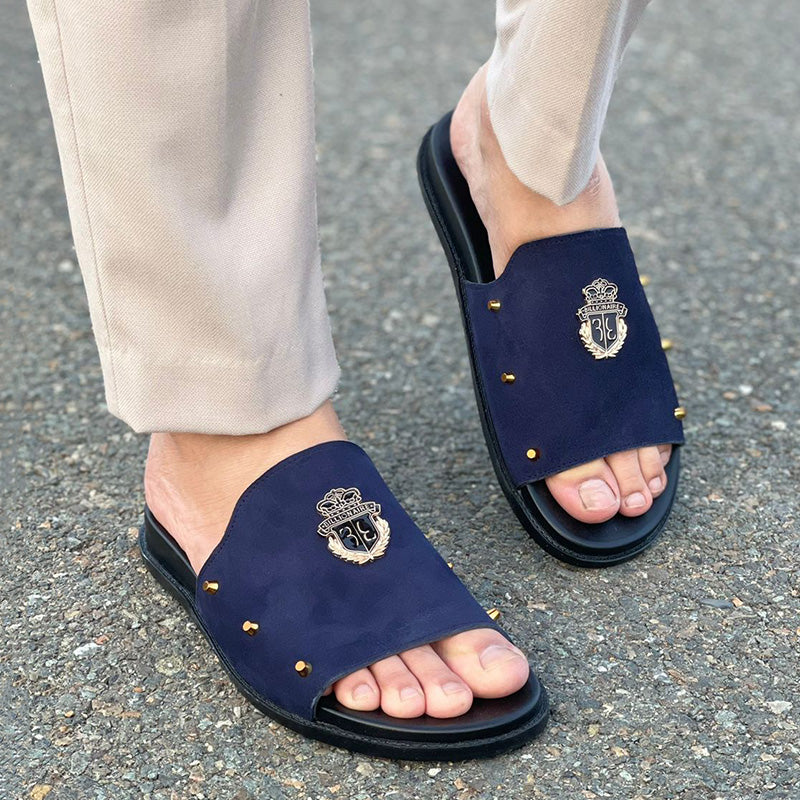 Best handmade Blue leather slippers