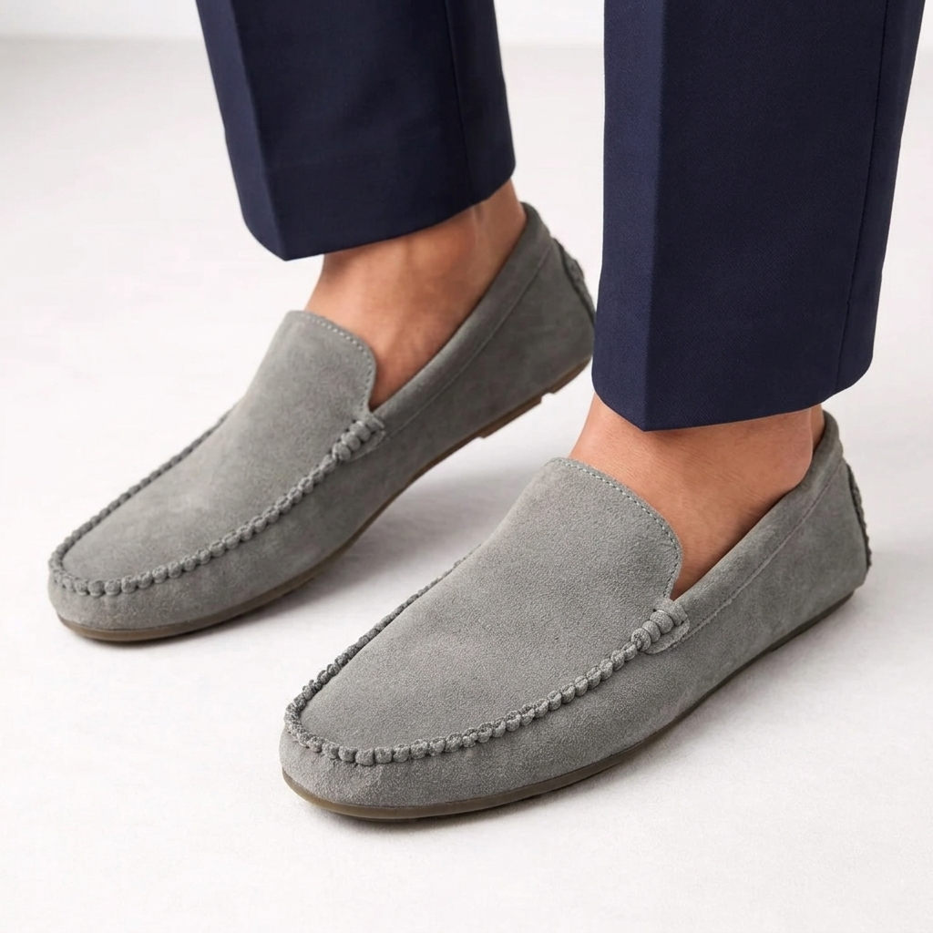 Gray suede loafers for Men