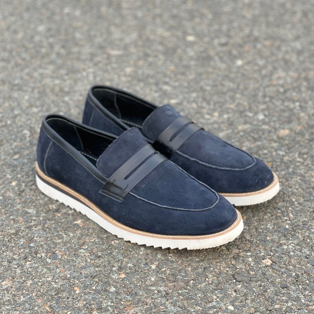 Loafer Shoes-198 Suede Blue