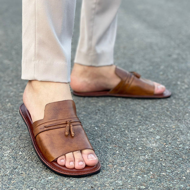 Degora Slides Handmade leather  Brown 149