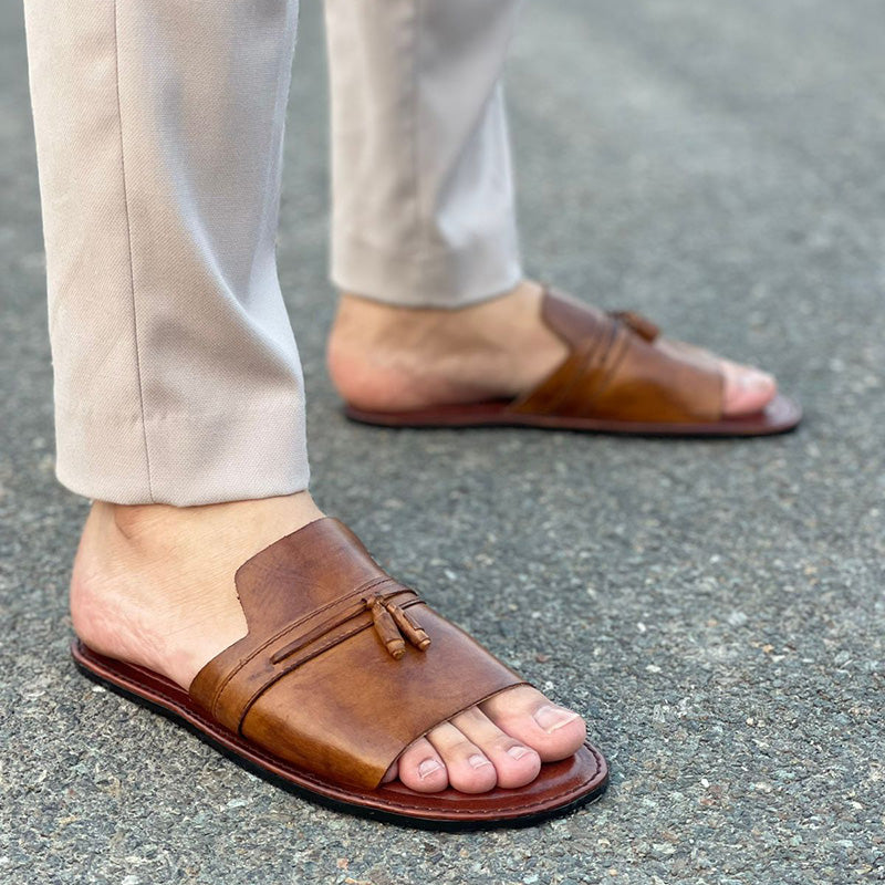 Degora Slides Handmade leather  Brown 149