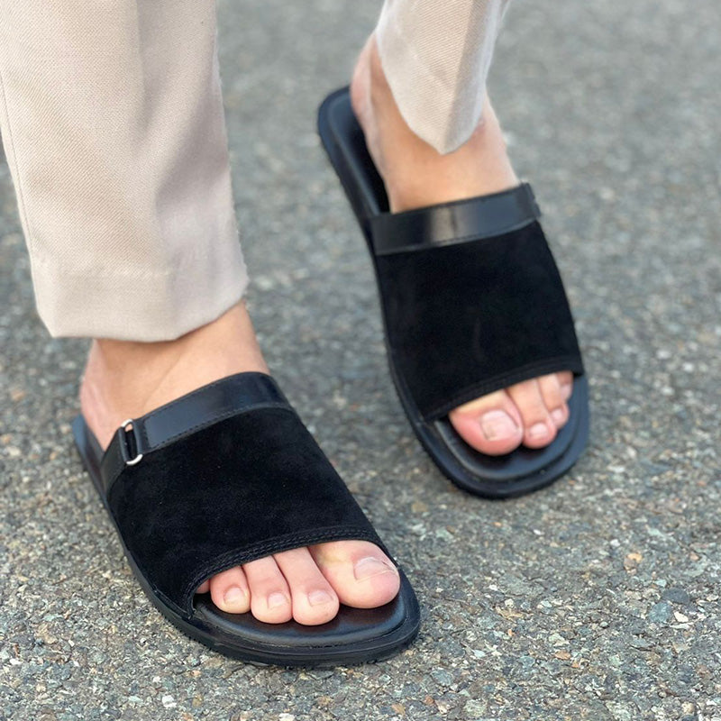 Degora Slides Handmade leather  Black 164