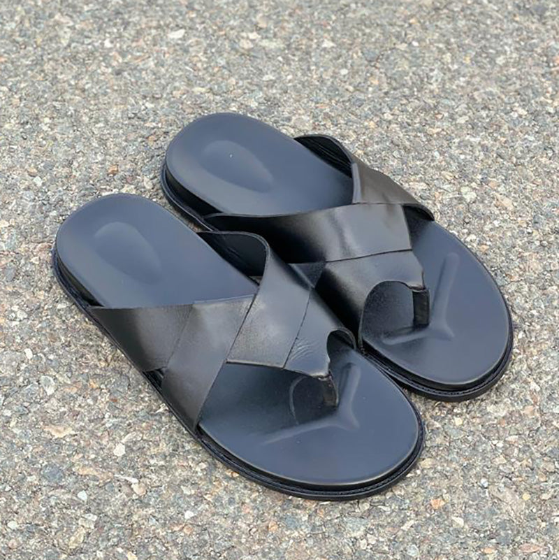 Degora Slides Handmade leather  Black 2376