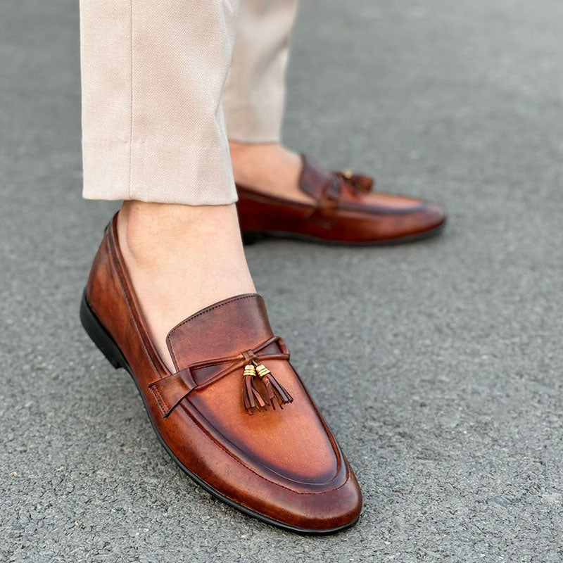 THE CORDED TUSSEL SHOES- 2434 BROWN