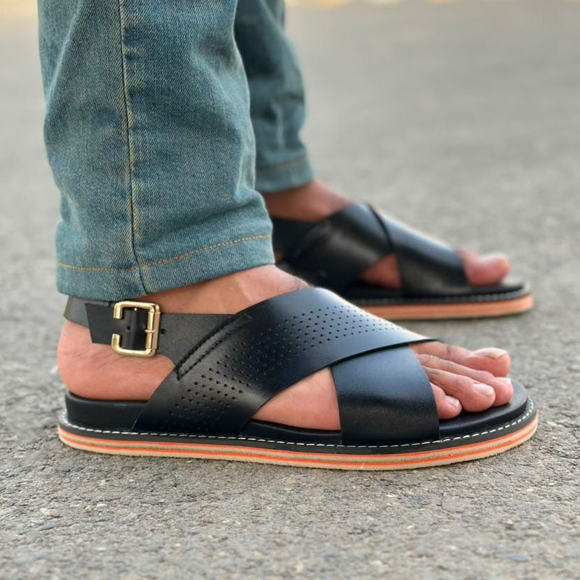 Ledger Blk Sandals-2787