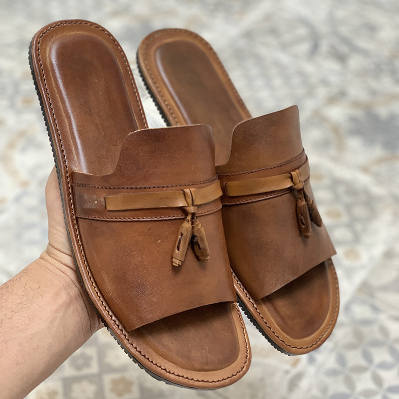 Degora Slides Handmade leather  Brown 149