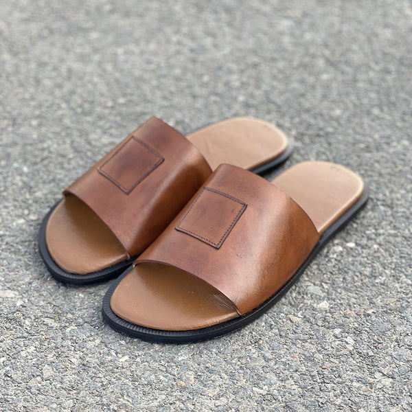 Degora Slides Handmade leather  Brown 2328