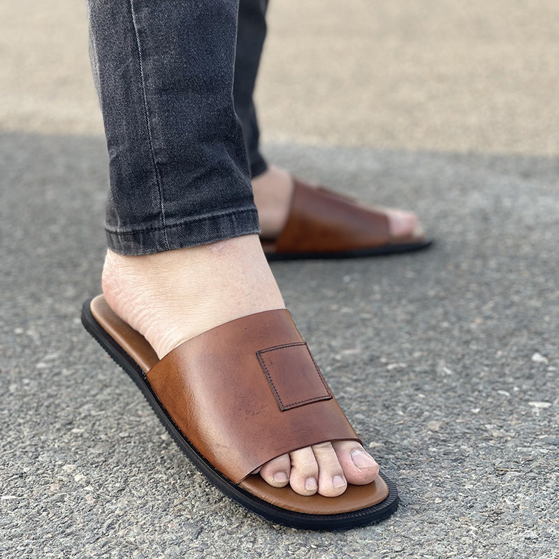 Degora Slides Handmade leather  Brown 2328