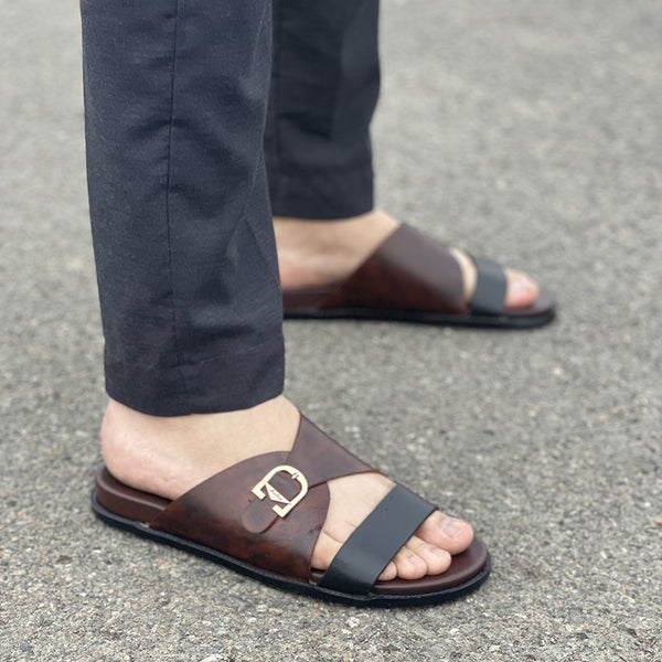 Degora Slippers Handmade leather  Brown 2223