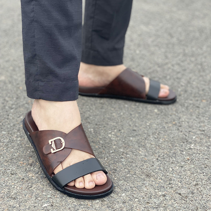 Degora Slippers Handmade leather  Brown 2223