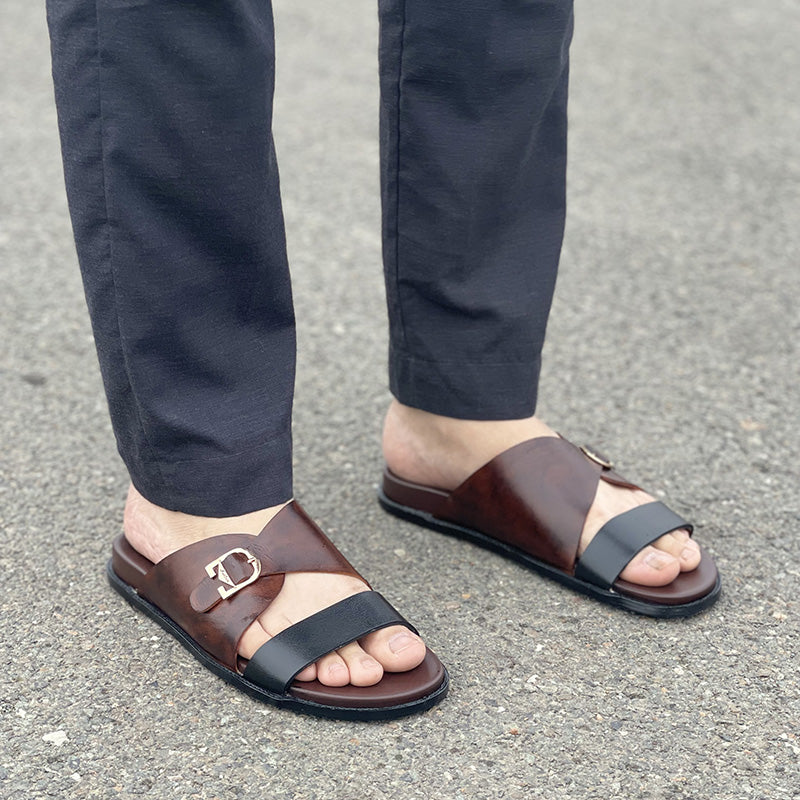 Degora Slippers Handmade leather  Brown 2223