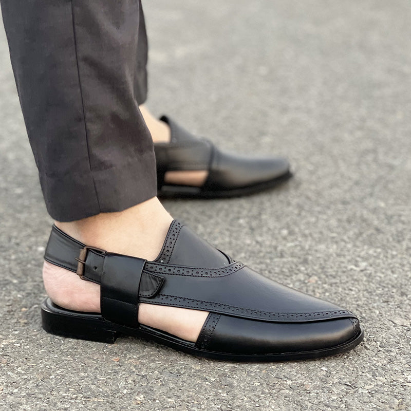 Kheri/Peshawari Chappal-174 Black