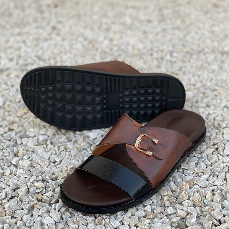 Degora Slippers Handmade leather  Brown 2223