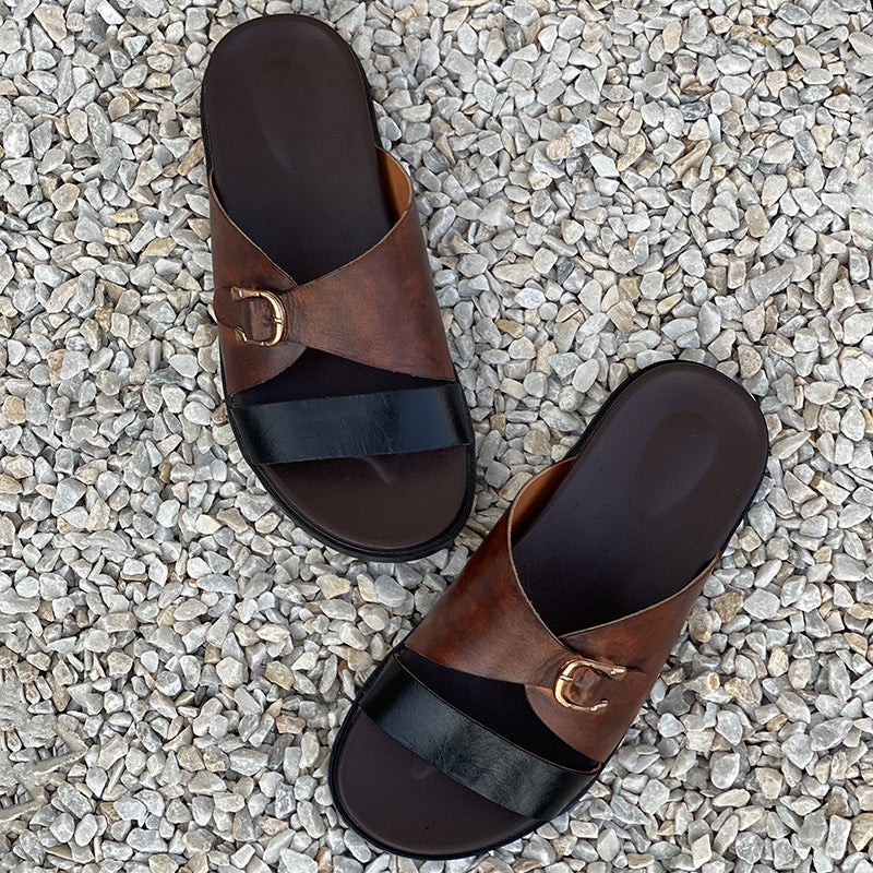 Degora Slippers Handmade leather  Brown 2223