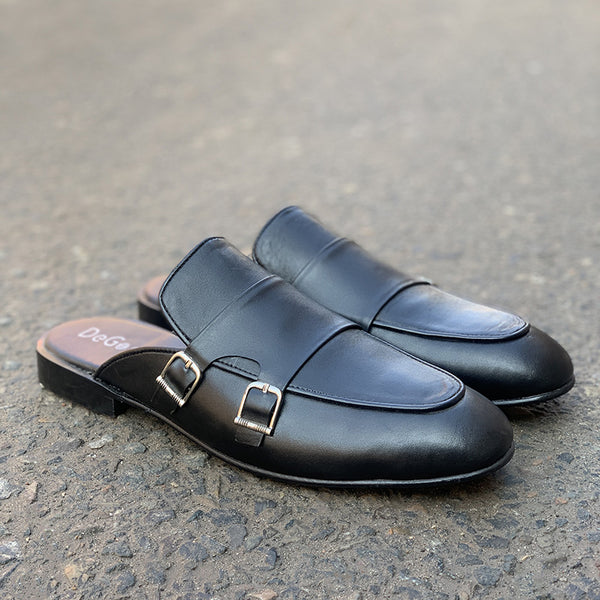 Degora Pure Leather Handmade Mules/Backless-186 Black