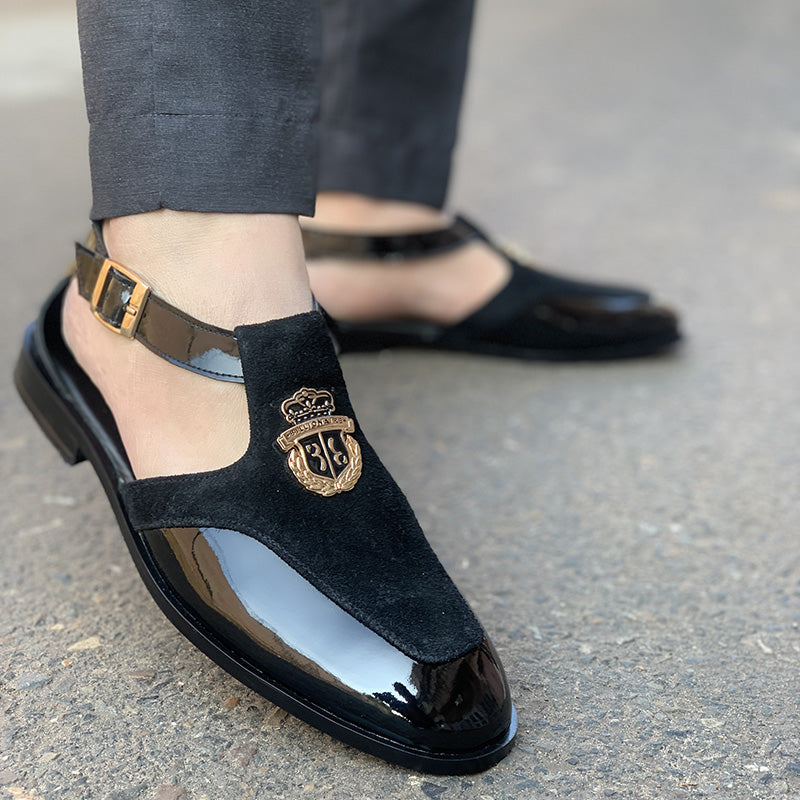 Degora Slides Handmade leather  Black 173