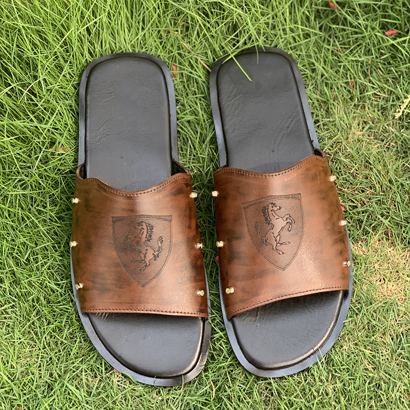Degora Slides Handmade leather  Brown 2052