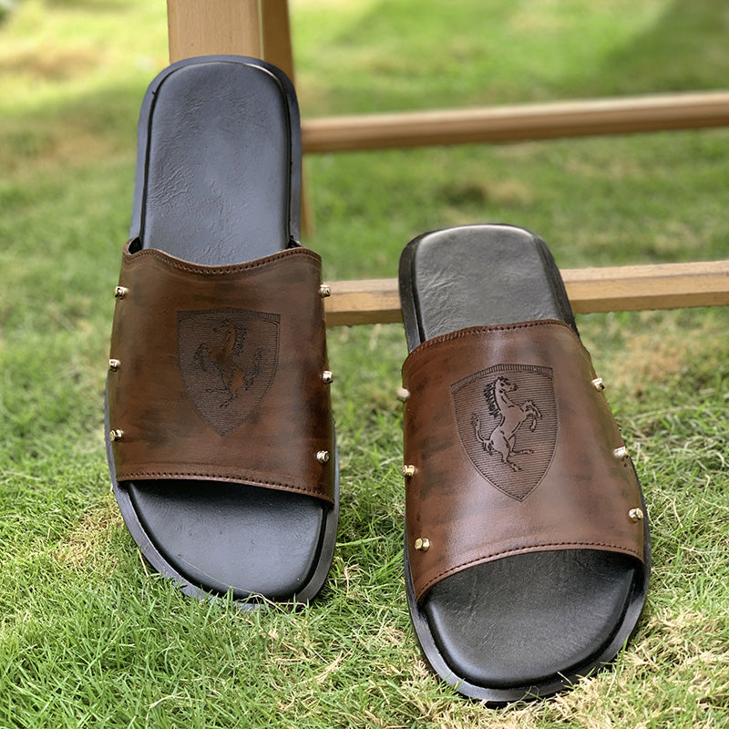Degora Slides Handmade leather  Brown 2052