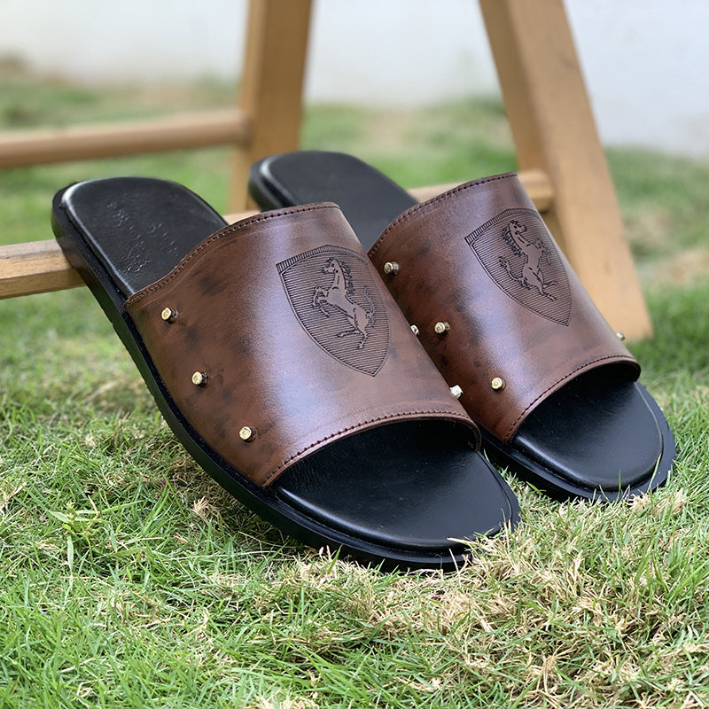 Degora Slides Handmade leather  Brown 2052